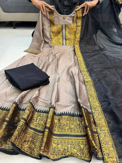Anarkali Flared Kurti Pant Dupatta Set