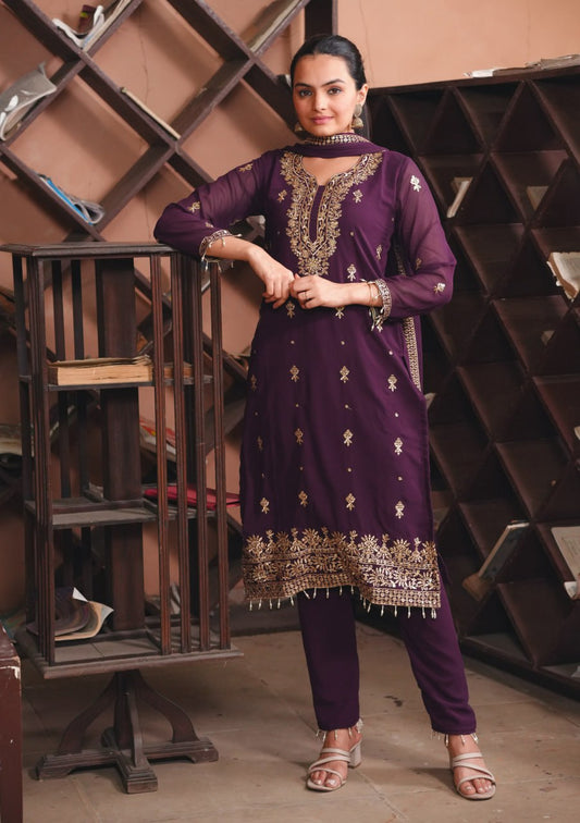 Premium Designer Georgette Suit – Heavy Sequin Embroidery for Women