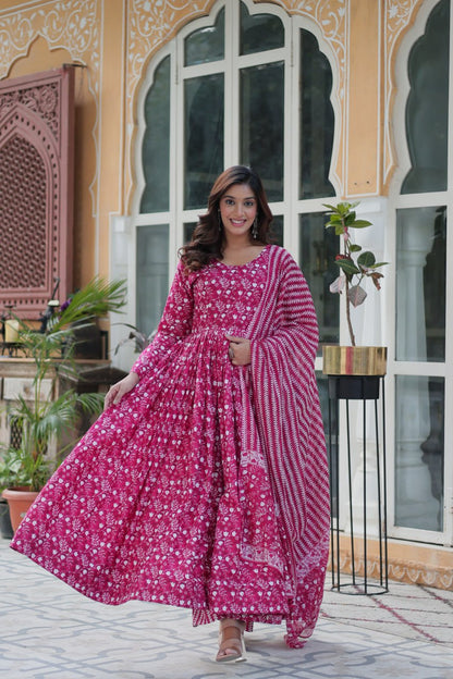 Amazing Classic Dark Peach Color Cotton Fabric Designer Suit