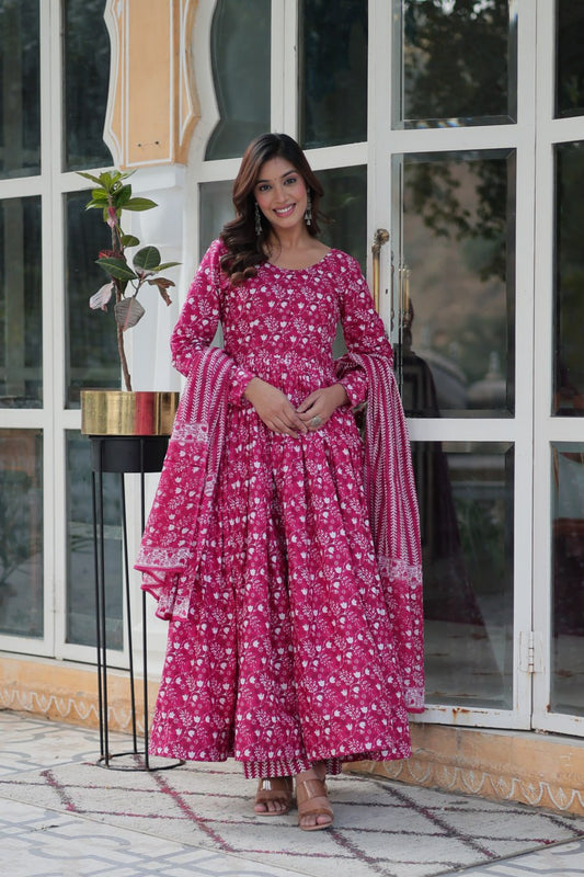 Amazing Classic Dark Peach Color Cotton Fabric Designer Suit