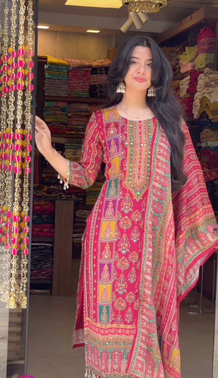 Elegant Neck Mirror with Traditional Hand Embellishment