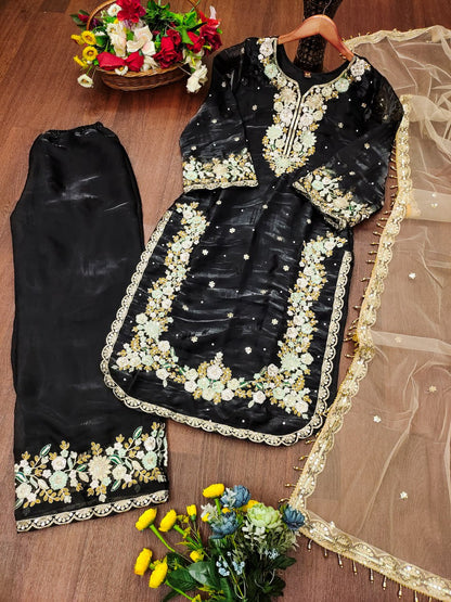 Premium Jimmy Choo Suit – Designer Embroidery with Sequins for Party & Festive Wear