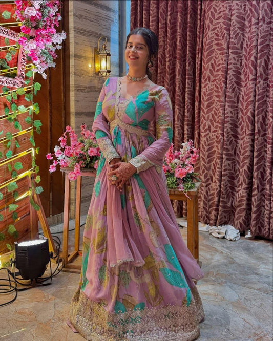 Exquisite Designer Party Gown & Dupatta Set – Perfect for Festive Occasions
