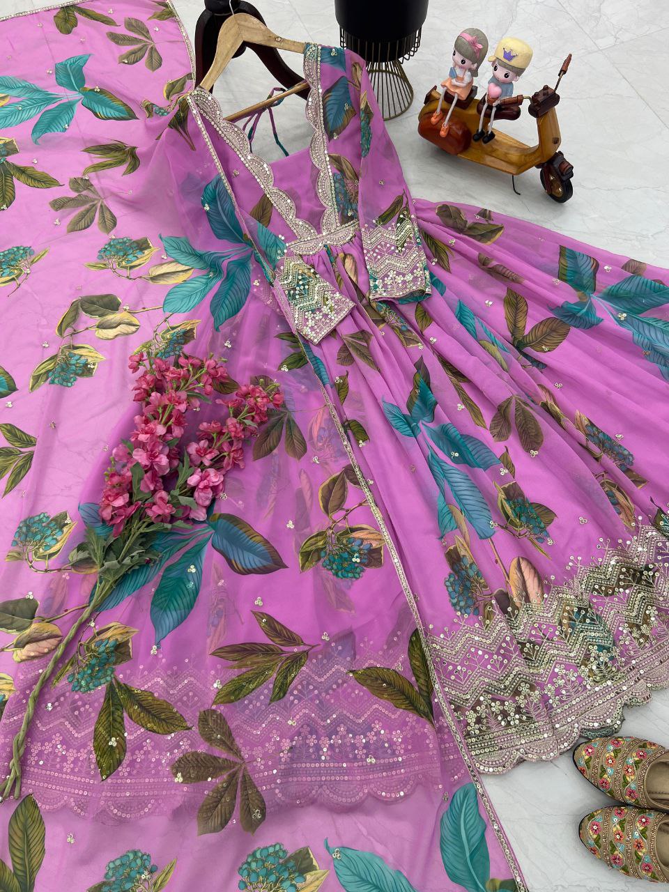 Exquisite Designer Party Gown & Dupatta Set – Perfect for Festive Occasions