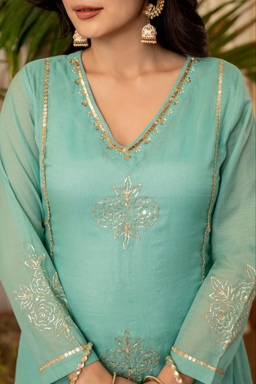 Luxurious Mul Chanderi 3-Piece Designer Suit Set