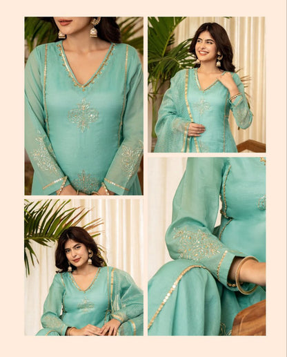 Luxurious Mul Chanderi 3-Piece Designer Suit Set