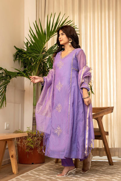 Luxurious Mul Chanderi 3-Piece Designer Suit Set