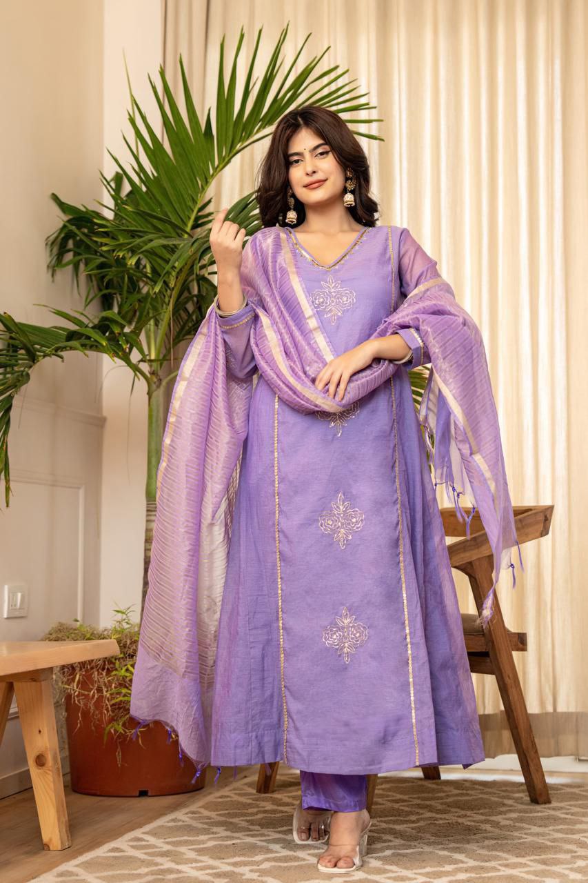 Luxurious Mul Chanderi 3-Piece Designer Suit Set