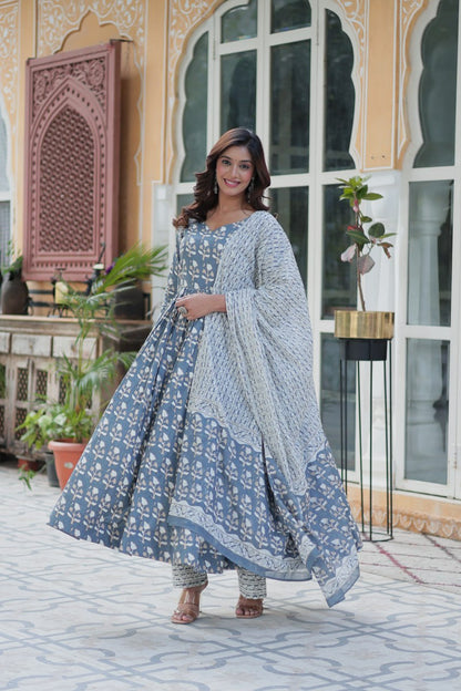 Amazing Classic Blue Color Cotton Fabric Designer Suit