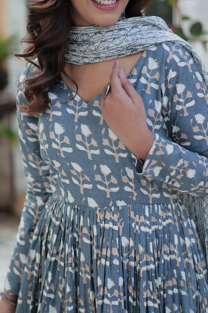 Amazing Classic Blue Color Cotton Fabric Designer Suit