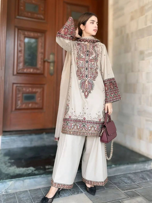 Stylish Partywear Plazzo Suit with Fancy Sequence Detailing