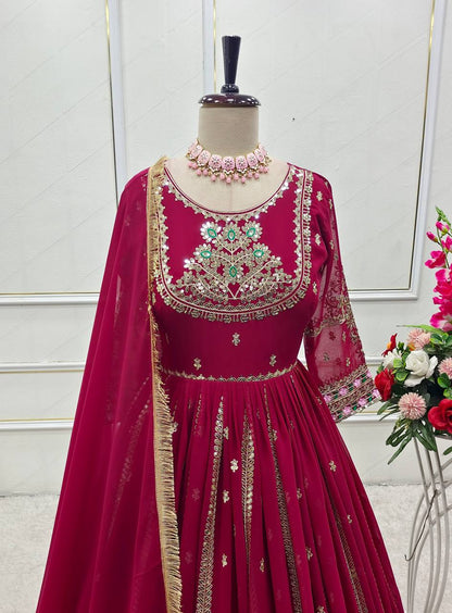 New Collection Designer Georgette Gown Pant Dupatta Set – Premium Quality