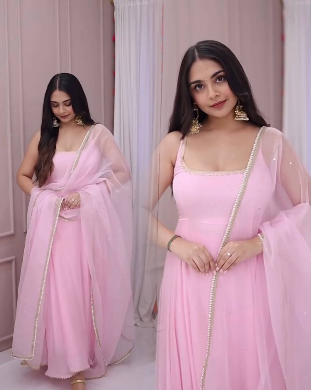 All-New Designer Gown Set – Faux Georgette with Dupatta Combo