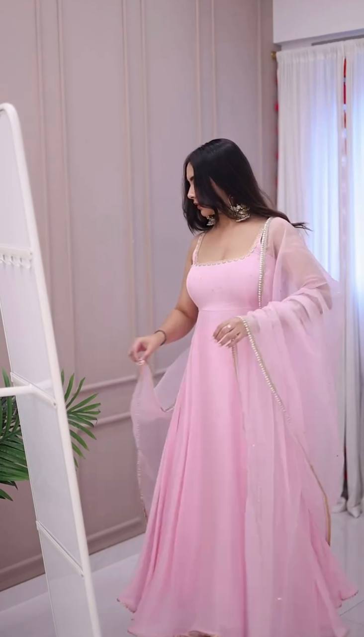 All-New Designer Gown Set – Faux Georgette with Dupatta Combo