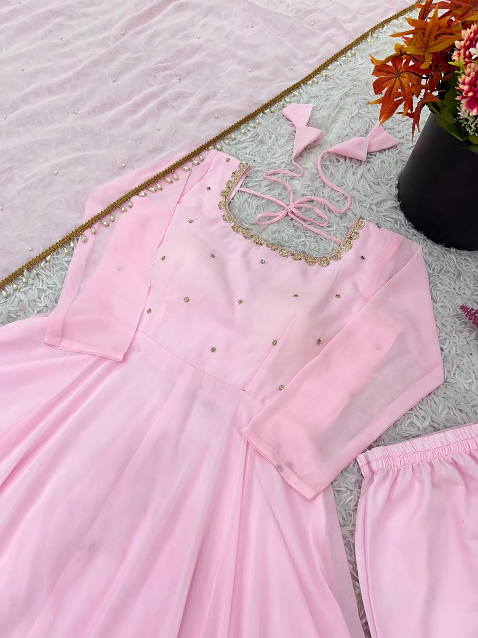 All-New Designer Gown Set – Faux Georgette with Dupatta Combo