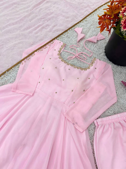 All-New Designer Gown Set – Faux Georgette with Dupatta Combo