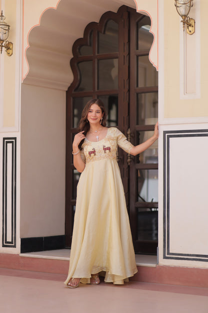 Royal Blue Velvet Embellished Designer Gown