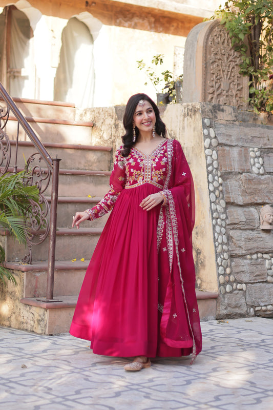 Eleganza – Premium Party Gown with Round Neck