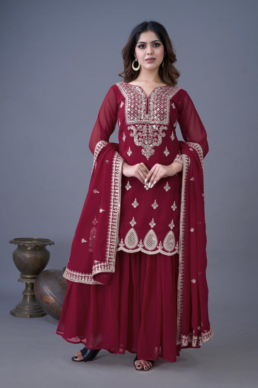 Festive Special: Embroidered Designer Sharara Set with Dupatta