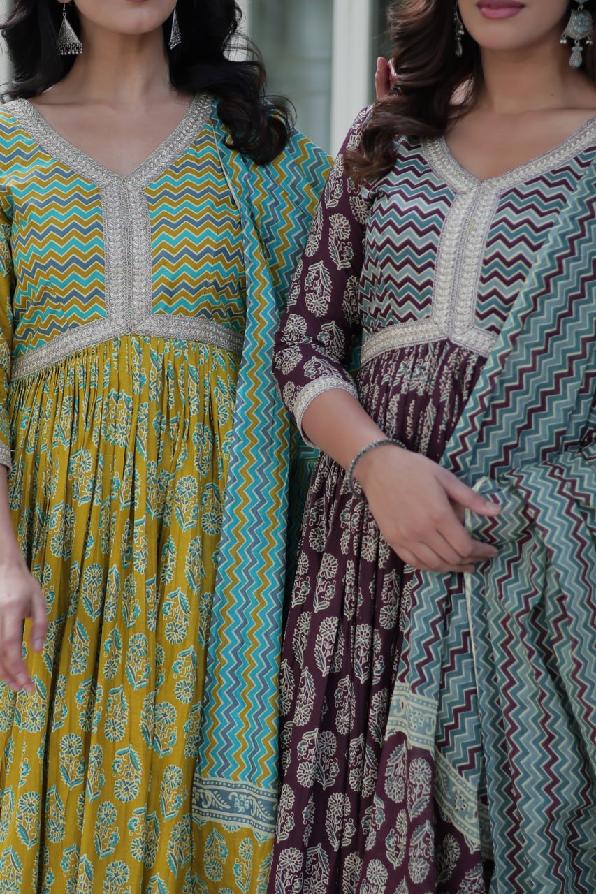 Women's Cotton Designer Printed Kurta Set 