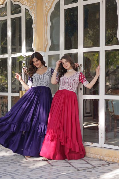 Star Georgette with Embroidery Beads Sequins-work