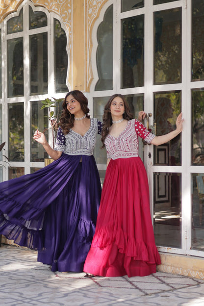 Star Georgette with Embroidery Beads Sequins-work