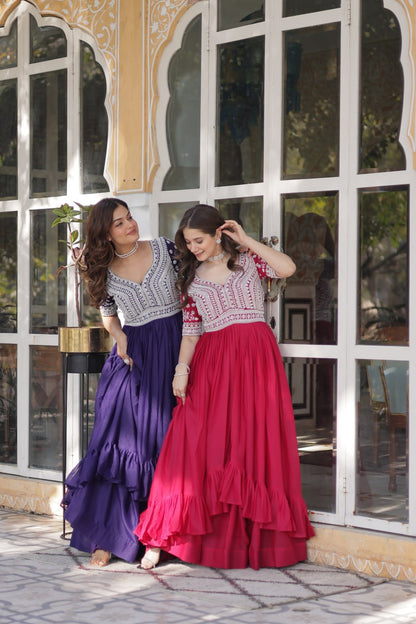 Star Georgette with Embroidery Beads Sequins-work