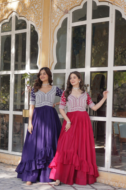 Star Georgette with Embroidery Beads Sequins-work