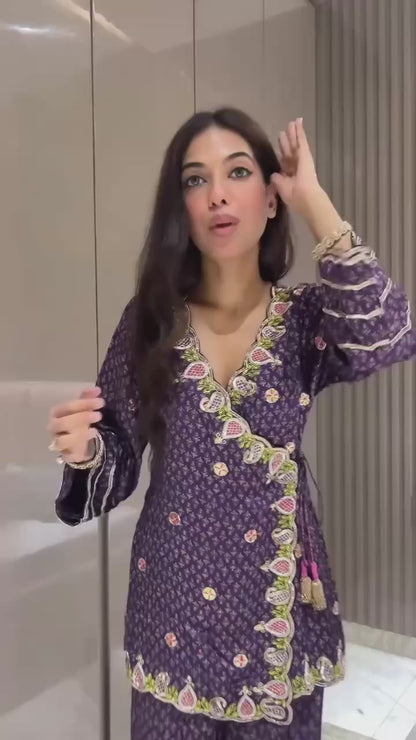 Diamond Dusk – Embroidered Palazzo Suit