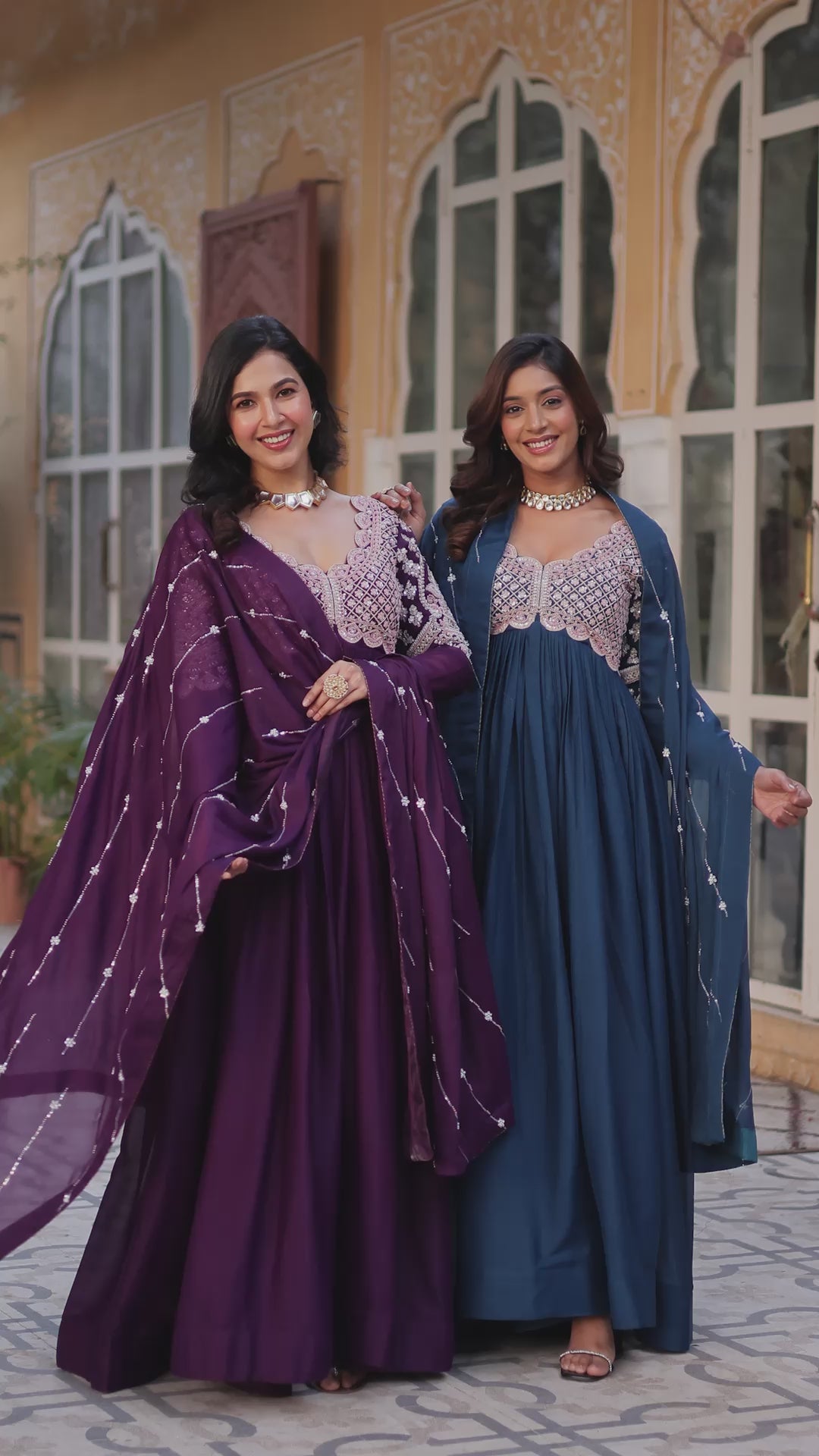 Star Georgette with Embroidery Beads Sequins-work 