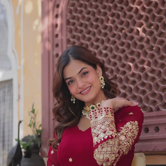 Faux Blooming with Embroidery Zari Sequins-work