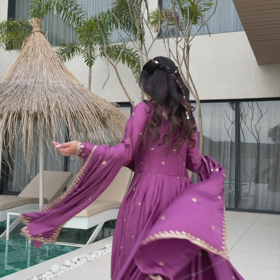 New Designer Zari Sequin Embroidery, Light Purple Color Soft Chin Non-Fubric, Combined With Designer Dupatta 