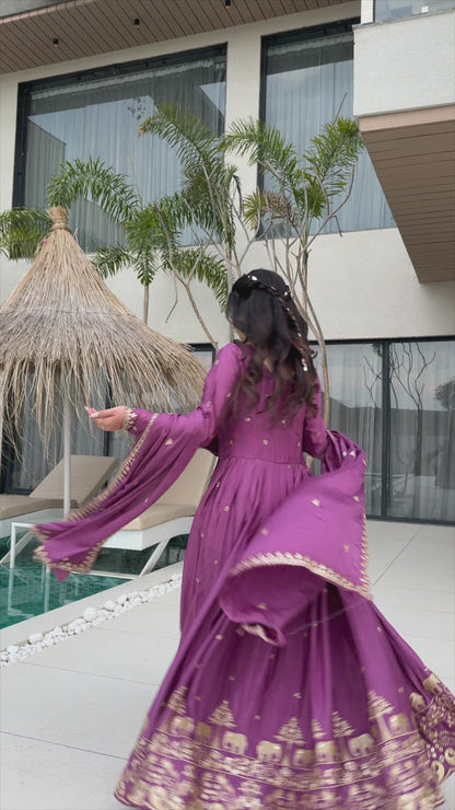 New Designer Zari Sequin Embroidery, Light Purple Color Soft Chin Non-Fubric, Combined With Designer Dupatta 