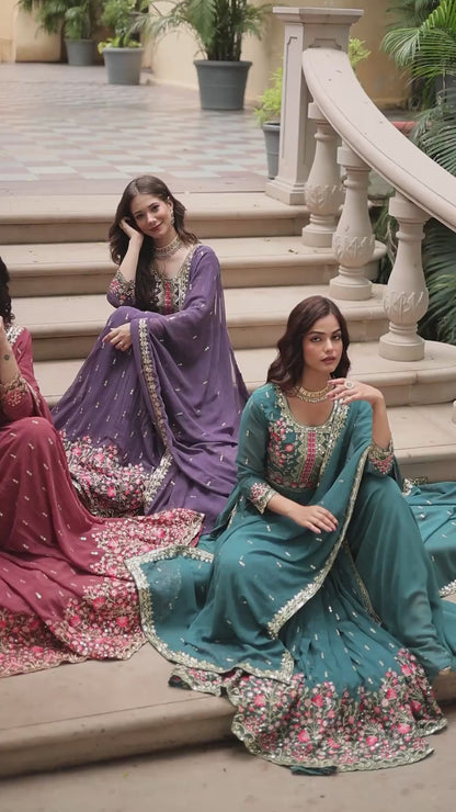 Classic Black Sequin-Embellished Sharara Suit with Net Dupatta