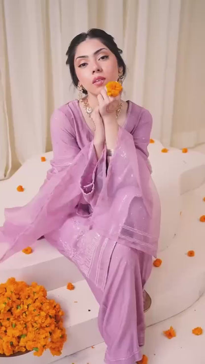 Exclusive Designer Sequins Work Suit – Kurti, Palazzo & Dupatta Combo