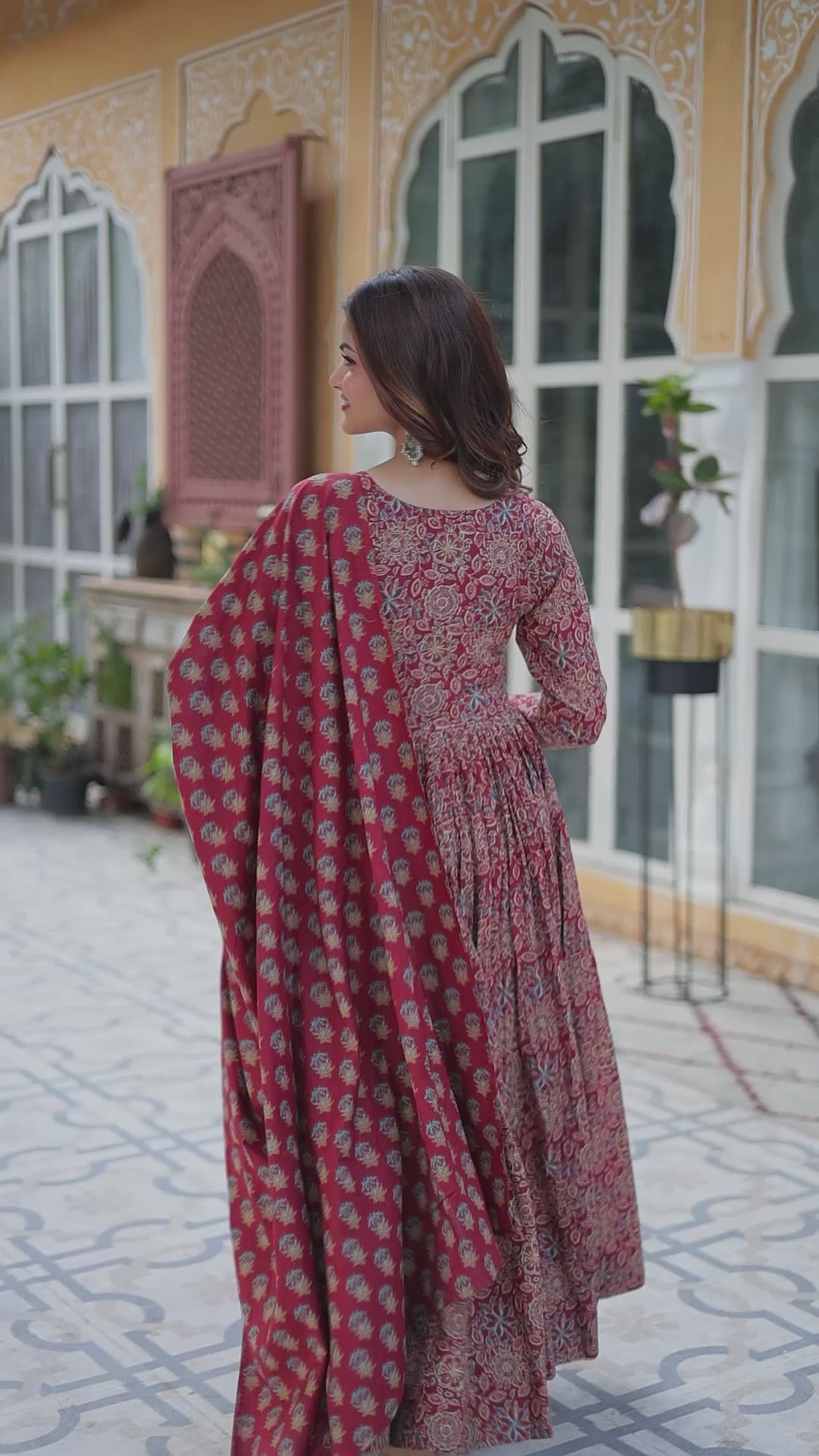 Premium Red Color Pure Cotton Kurti With Pant And Dupatta Set