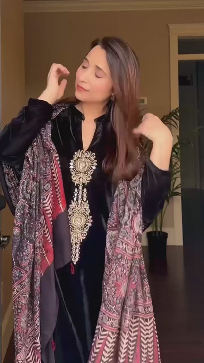 Majestic Velvet Winter Edition – Premium Embellished Pant Ensemble