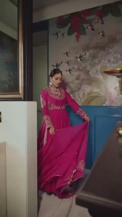 Elegant Heavy Chinon Top & Lehenga Set with Dupatta – Full Sleeves & Embroidery Details