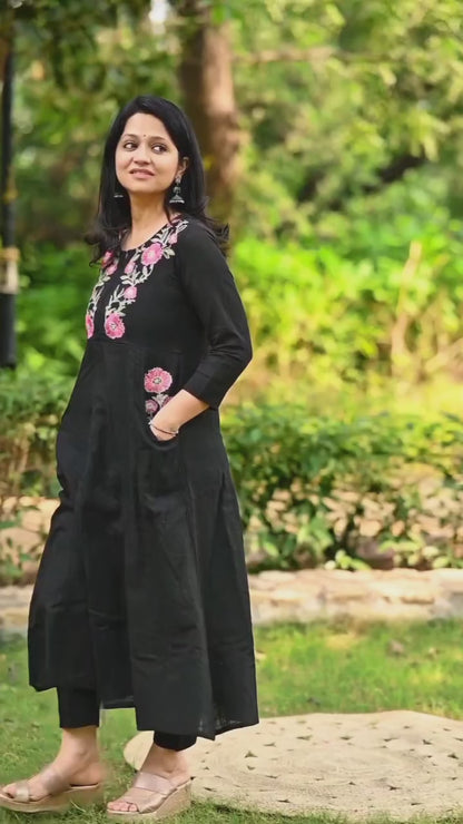Premium Embroidered Kurti with Dual Side Pockets