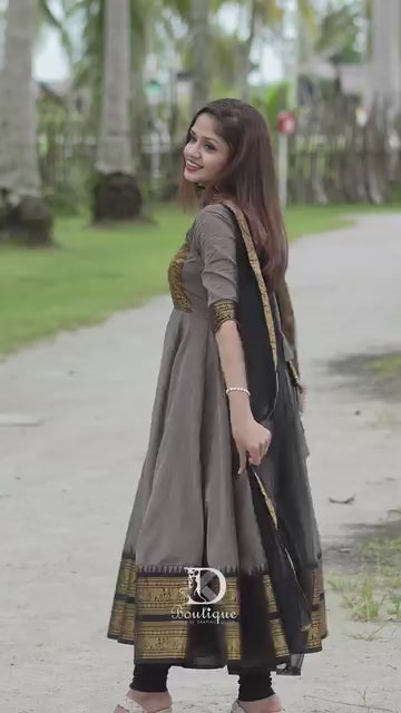 Anarkali Flared Kurti Pant Dupatta Set