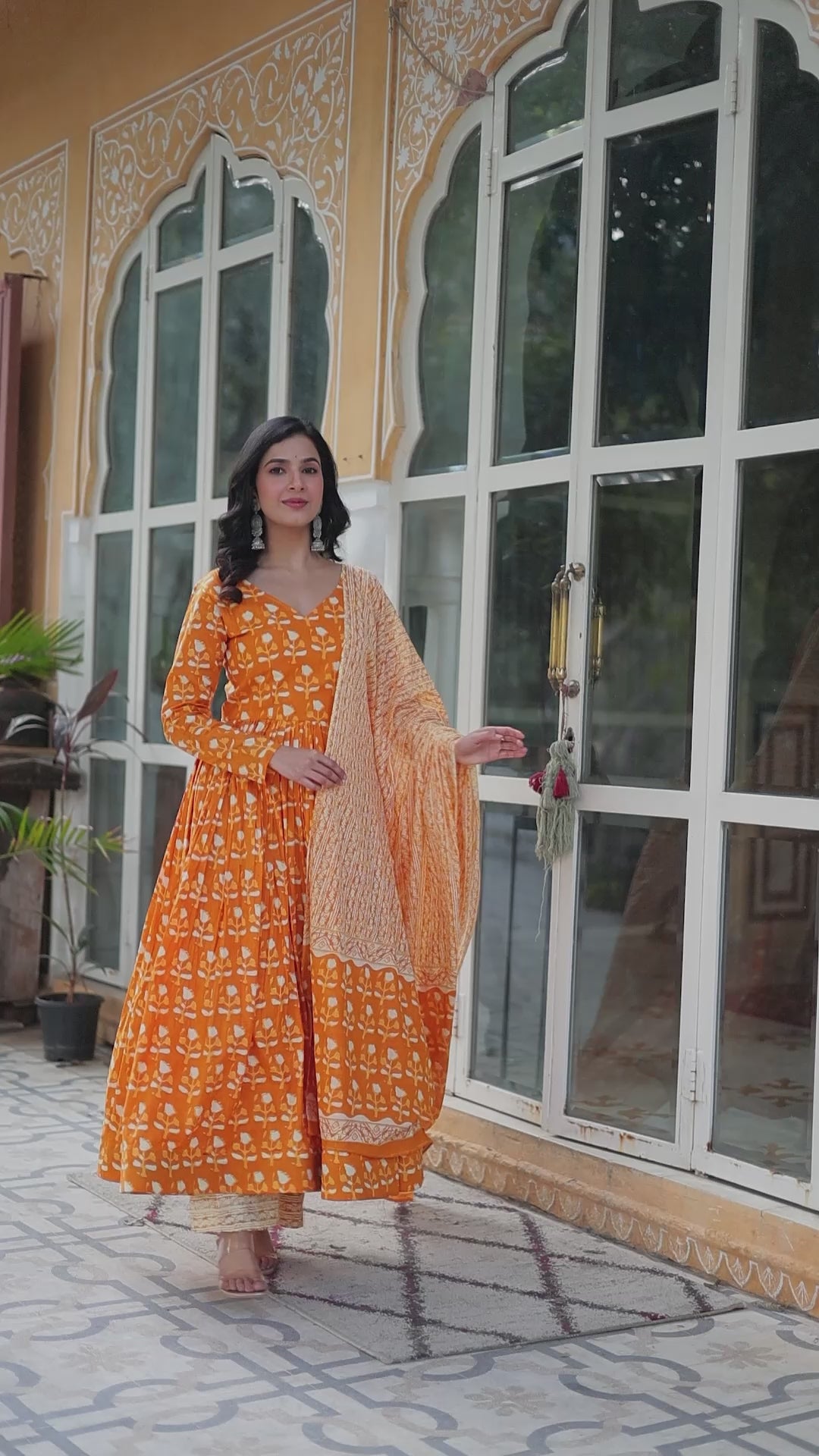 Amazing Classic Orange Color Cotton Fabric Designer Suit