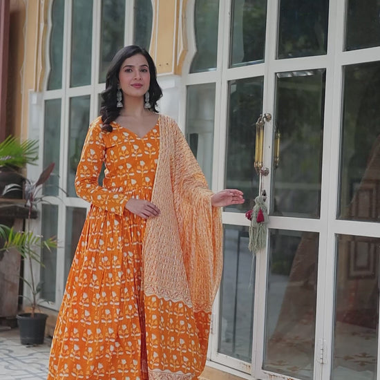 Amazing Classic Orange Color Cotton Fabric Designer Suit