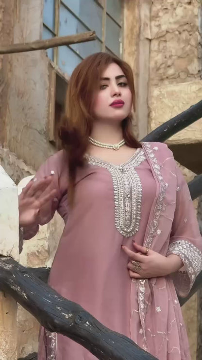 Royal Spark – Faux Georgette Embroidered Ensemble with Dupatta