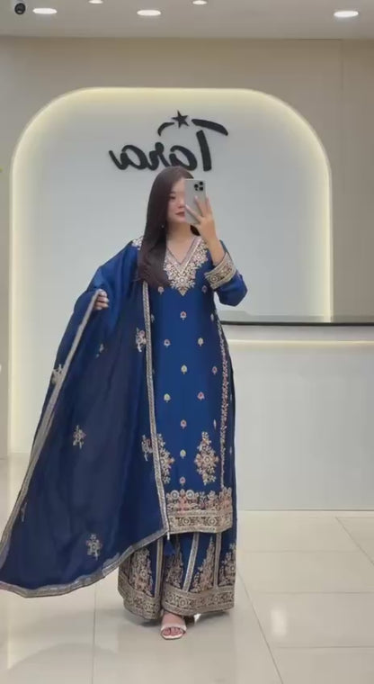 Premium Series: Designer Top with Sharara & Dupatta – Festive Wear Set