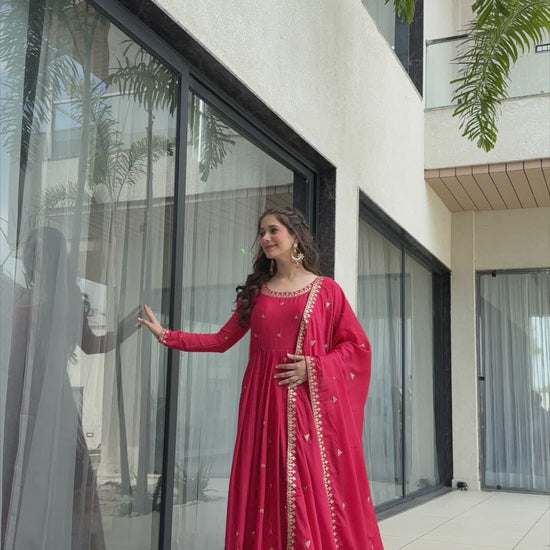 New Designer Zari Sequin Embroidery, Red Color Soft Chin Non-Fubric, Combined With Designer Dupatta 